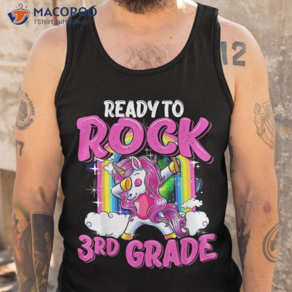 Ready To Rock 3rd Grade Dabbing Unicorn Back School Girls Shirt