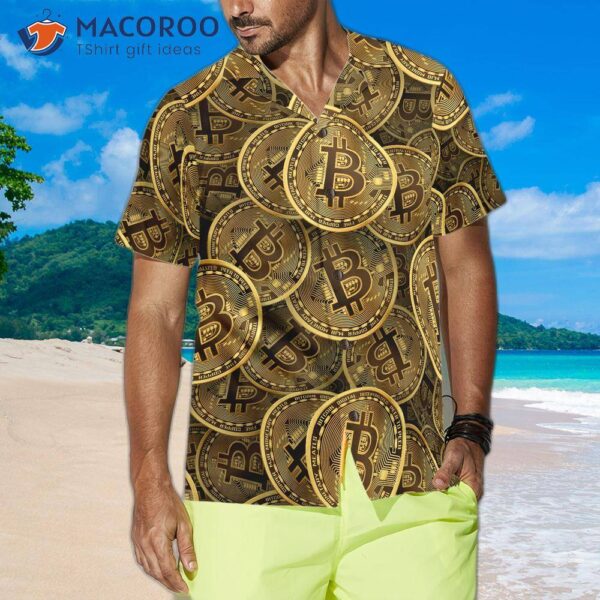 Realistic Seamless Bitcoin Cryptocurrency Hawaiian Shirt