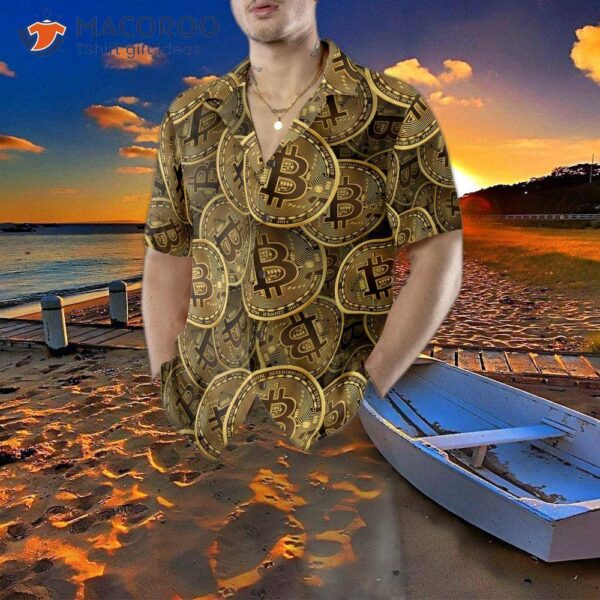 Realistic Seamless Bitcoin Cryptocurrency Hawaiian Shirt