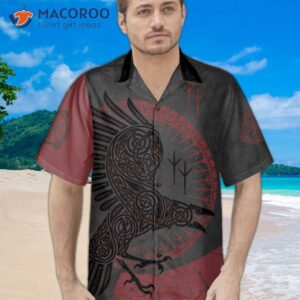 Red And Black Raven Viking Hawaiian Shirt, Unique Shirt For