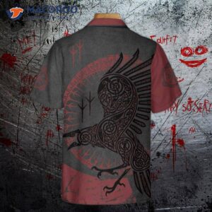 Red And Black Raven Viking Hawaiian Shirt, Unique Shirt For