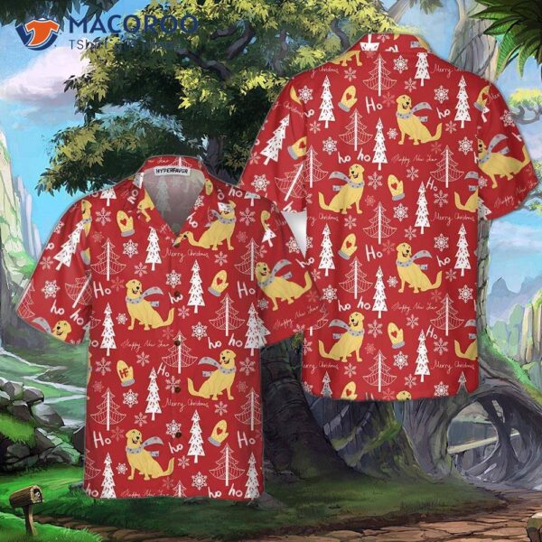 Red Christmas Golden Retriever Hawaiian Shirt, Best Gift For Lover