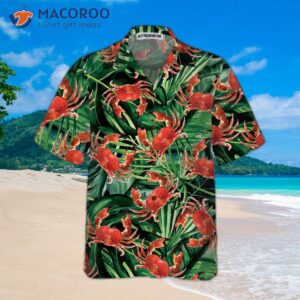 red crab pattern hawaiian shirt unique print shirt 2