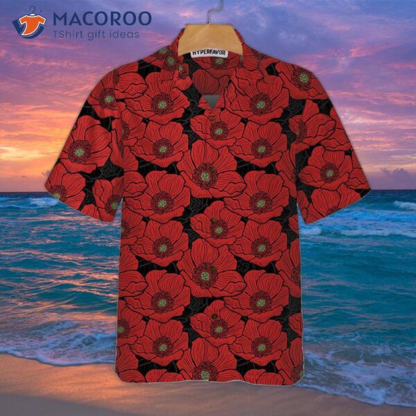 Red Poppies “lest We Forget” Hawaiian Shirt, Proud Veteran Meaningful Gift For Veterans Day