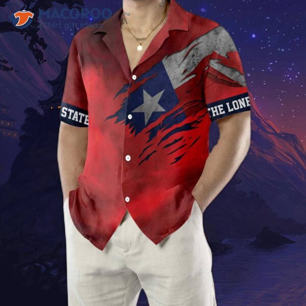 Red Ripped Flag Texas Hawaiian Shirt For , The Lone Star State Shirt, Proud
