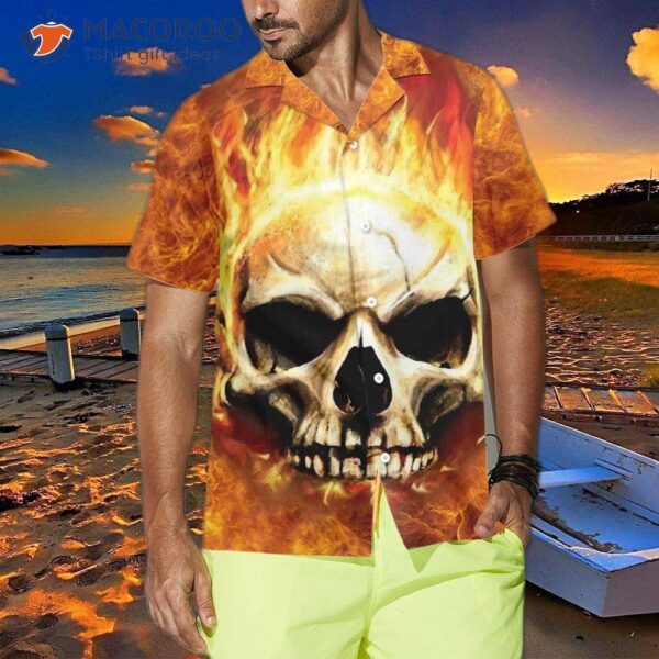 Red Skull Smoke Hawaiian Shirt, Cool Flame Shirt For And