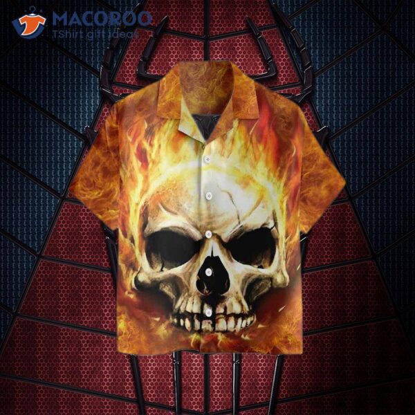 Red Skull Smoke Hawaiian Shirt, Cool Flame Shirt For And