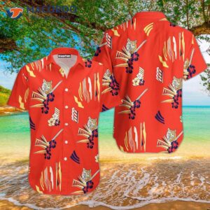 Red Summer Tiger And Flowers Hawaiian Shirts