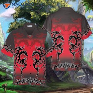 Red Tribal Dragon Hawaiian Shirt