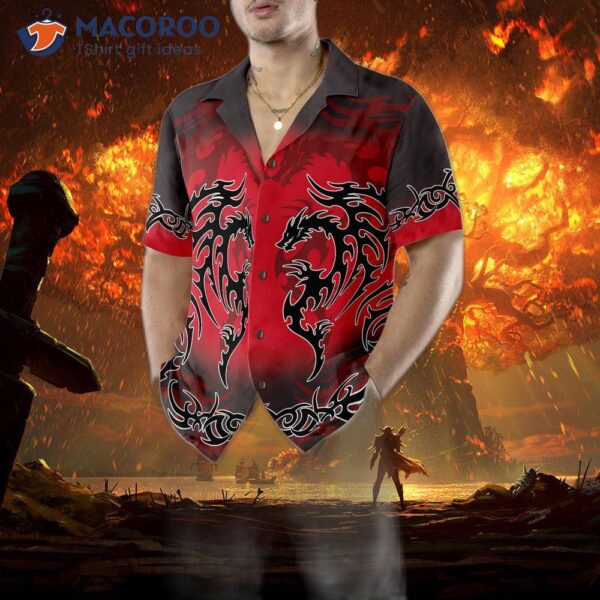 Red Tribal Dragon Hawaiian Shirt