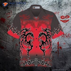 red tribal dragon hawaiian shirt 4