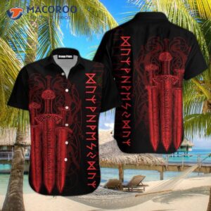 red viking swords and black hawaiian shirts 1