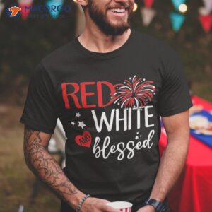red white and blessed 4th of july jesus patriotic american shirt tshirt