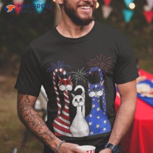 red white blue cats usa flag firework 4th of july shirt tshirt