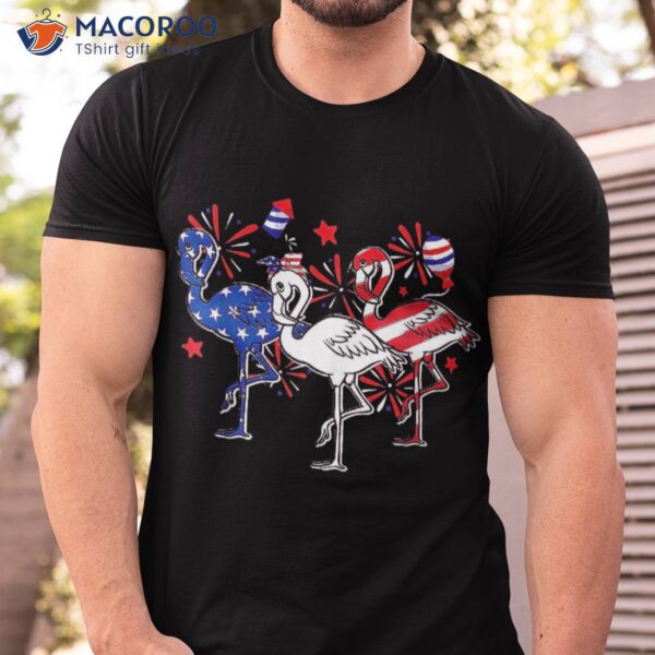 Red White Blue Flamingo 4th Of July Patriot Us America Flag Shirt