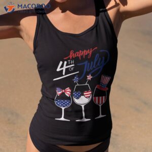 red white blue wine glass usa flag happy 4th of july tshirt tank top 2