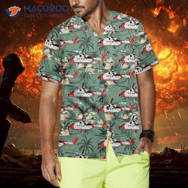 Rescue Helicopter Seamless Pattern Hawaiian Shirt, Tropical Shirt For