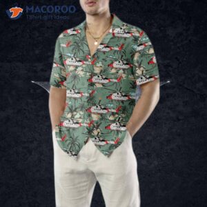 rescue helicopter seamless pattern hawaiian shirt tropical shirt for 4