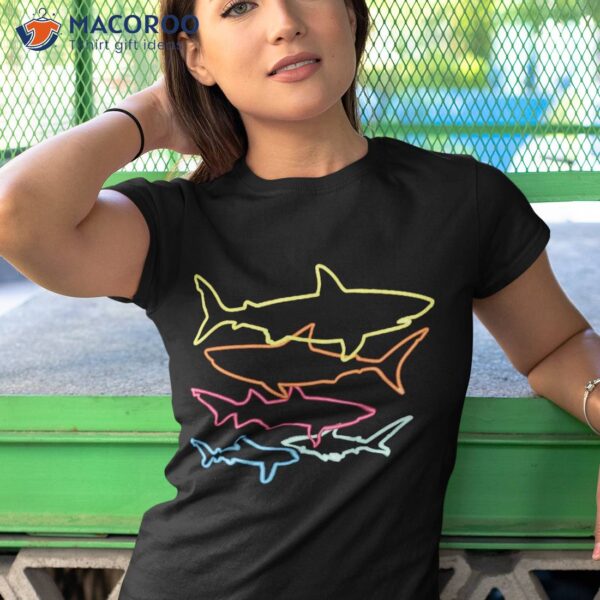 Retro 80s Shark Clothes Party Kids Sharks Shirt