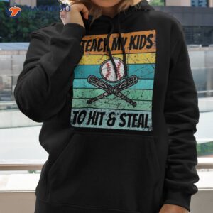 retro baseball dad shirt i teach my kids to hit and steal hoodie