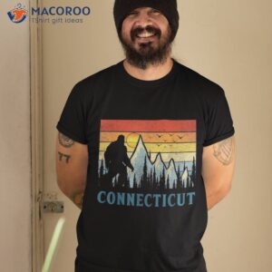 Retro Bigfoot Sun & Mountains State Of Connecticut Graphic Shirt