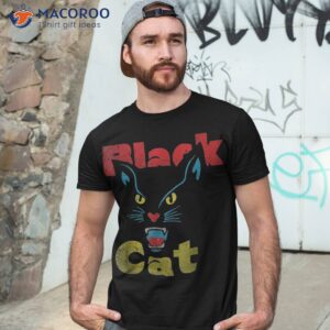 Retro Black Cat Fireworks Vintage Halloween 70s Shirt