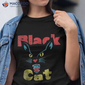 Retro Black Cat Fireworks Vintage Halloween 70s Shirt