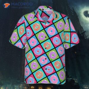 retro cute yummy donut pattern hawaiian shirt 3