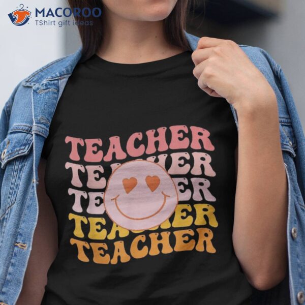 Retro Groovy Teacher Inspirational Colorful Back To School Shirt