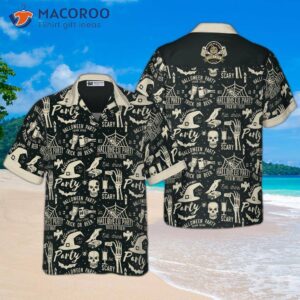 Retro Halloween Beer Party Hawaiian Shirt