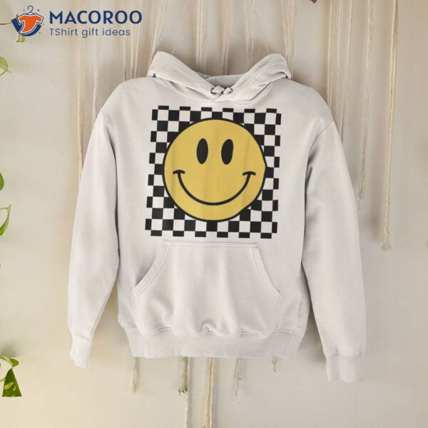 Retro Happy Face Shirt Checkered Pattern Smile Trendy