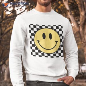 retro happy face shirt checkered pattern smile trendy sweatshirt