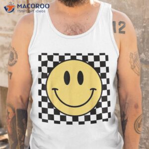 retro happy face shirt checkered pattern smile trendy tank top