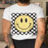 Retro Happy Face Shirt Checkered Pattern Smile Trendy