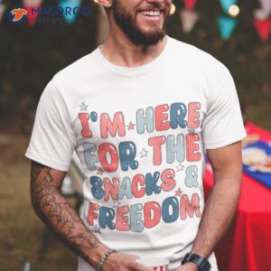 retro i m here for the snacks and freedom 4th of july shirt tshirt