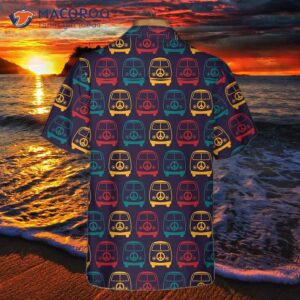 Retro Mini Van Hippie Hawaiian Shirt, Colorful Vans Seamless Pattern Unique Gift