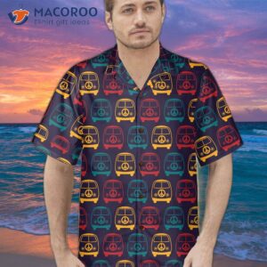 retro mini van hippie hawaiian shirt colorful vans seamless pattern unique gift 4