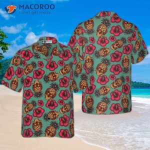retro pineapple skull patterned hawaiian shirt 0