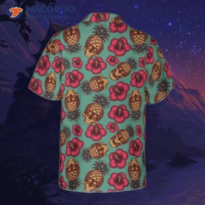 retro pineapple skull patterned hawaiian shirt 2