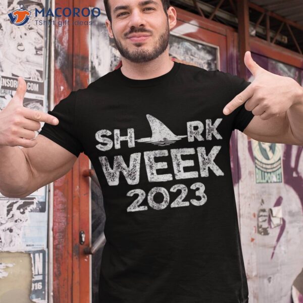 Retro Shark Fin Week 2023 Lovers Animal Ocean Trip Biologist Shirt