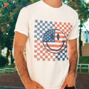 Retro Smiley Face American Flag 4th Of July Patriotic Shirt