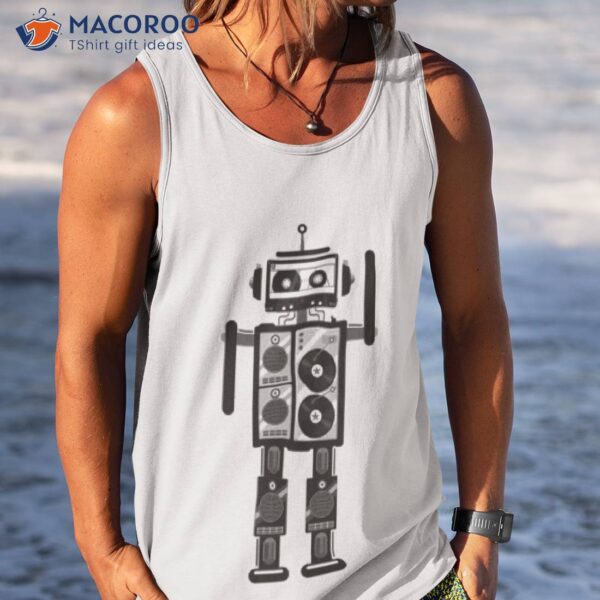 Retro Techno Party Funny Robot Shirt