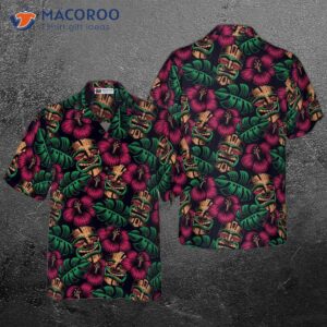 retro tiki mask seamless pattern hawaiian shirt funny shirt for and 2