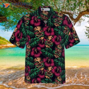 retro tiki mask seamless pattern hawaiian shirt funny shirt for and 3