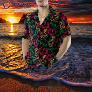 retro tiki mask seamless pattern hawaiian shirt funny shirt for and 4