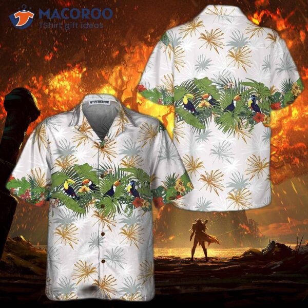 Retro Toucans And Tropical Plants Toucan Hawaiian Shirt, Bird Funny Gift For Lover