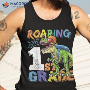 roaring 1st grade dinosaur back to school boys shirt tank top 3