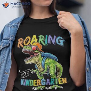 roaring kindergarten dinosaur t rex back to school boys gift shirt tshirt