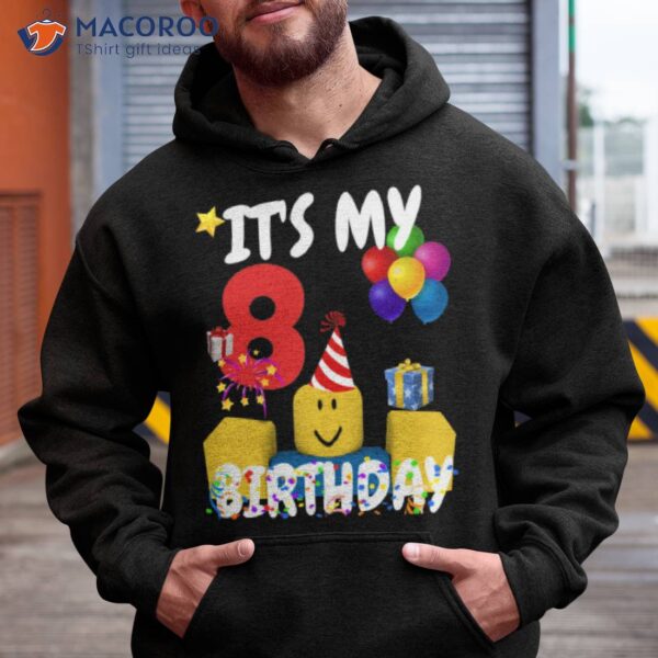 Roblox Noob Birthday Boy It’s My 8th Birthday Fun 8 Years Old Shirt