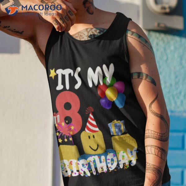 Roblox Noob Birthday Boy It’s My 8th Birthday Fun 8 Years Old Shirt